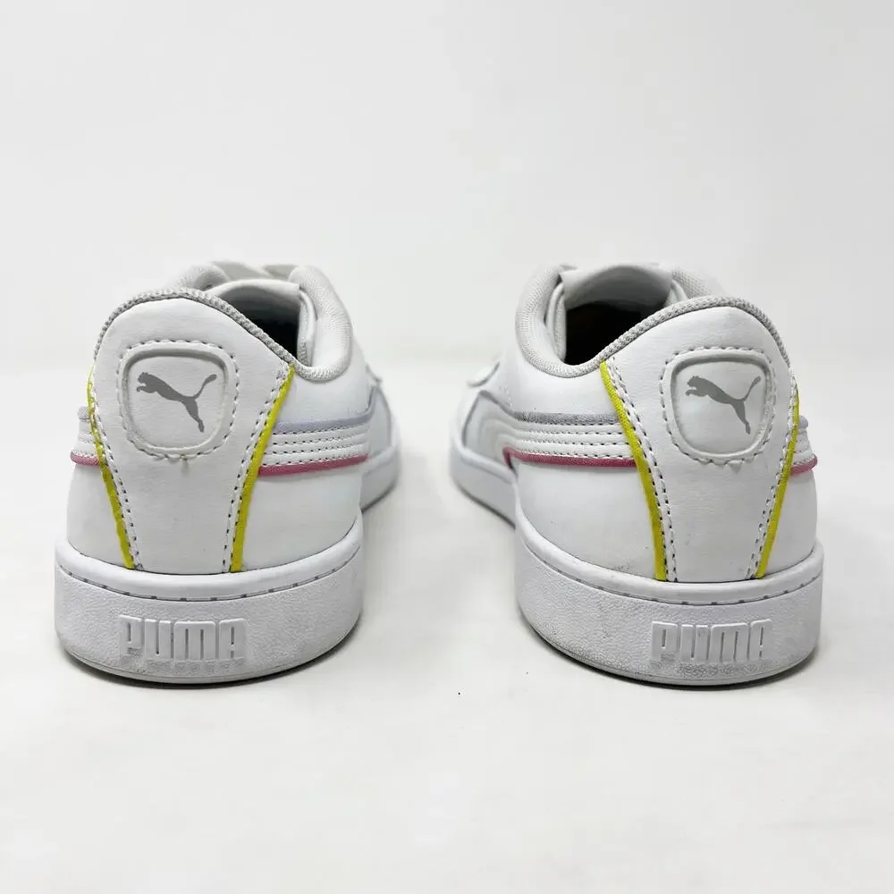 [PUMA] White Vikky V2 Leather Lace Up Casual Sneakers Soft Foam Comfortable Sz 8